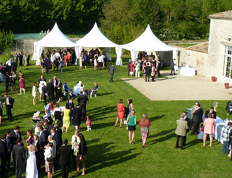 vin d'honneur dans le grand parc du domaine